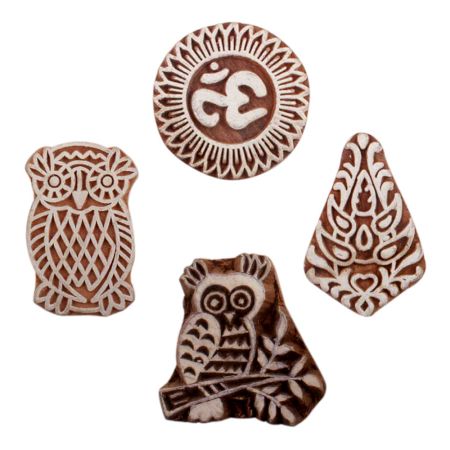 Set of 4 Piece New Mix Wooden Printing Block